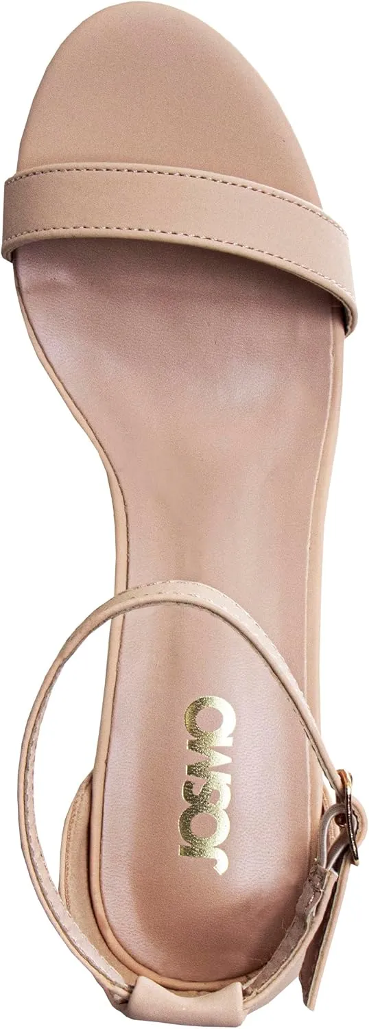 Josmo Women Dress Heel Pumps with Ankle Straps - Adult Fashion Dressy Open Toe Block Heel Shoes - Adult Sizes 6-10