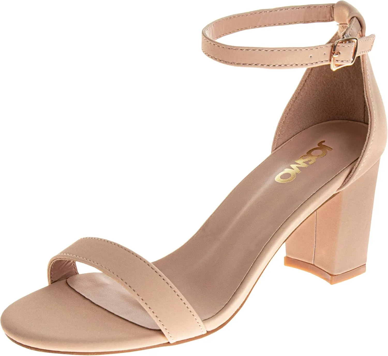 Josmo Women Dress Heel Pumps with Ankle Straps - Adult Fashion Dressy Open Toe Block Heel Shoes - Adult Sizes 6-10