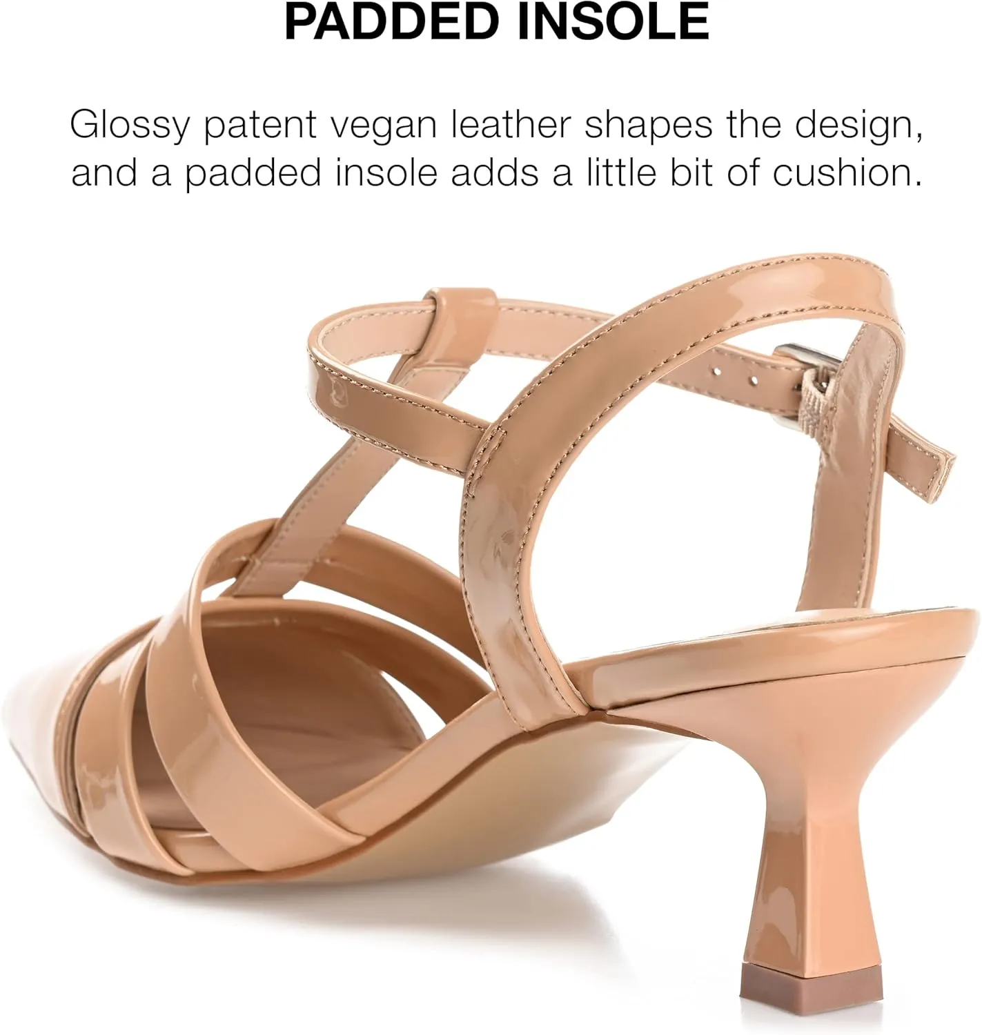 Journee Pointed Toe Kitten Heel Strappy Buckle Ankle Strap Pump for Women - Jazlynn Slingback Fashion Shoe