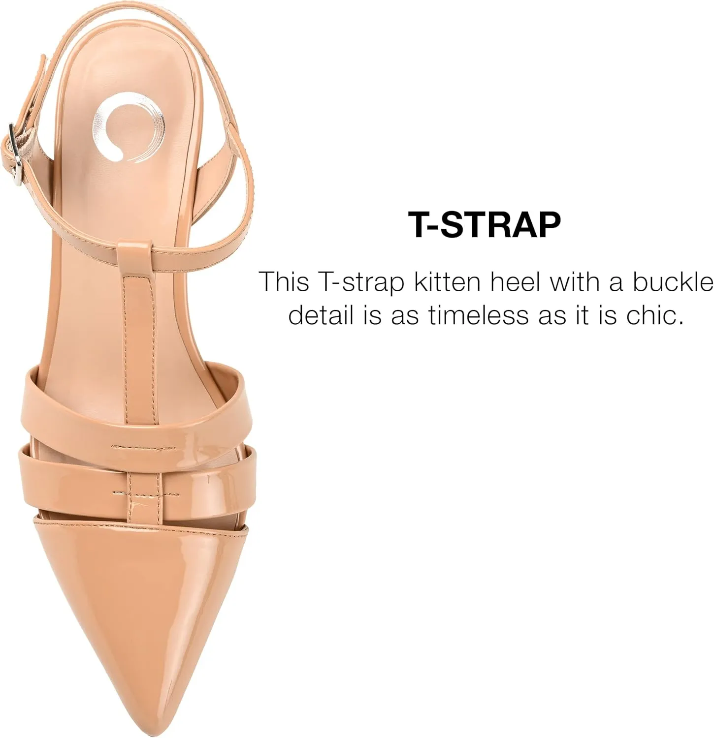 Journee Pointed Toe Kitten Heel Strappy Buckle Ankle Strap Pump for Women - Jazlynn Slingback Fashion Shoe