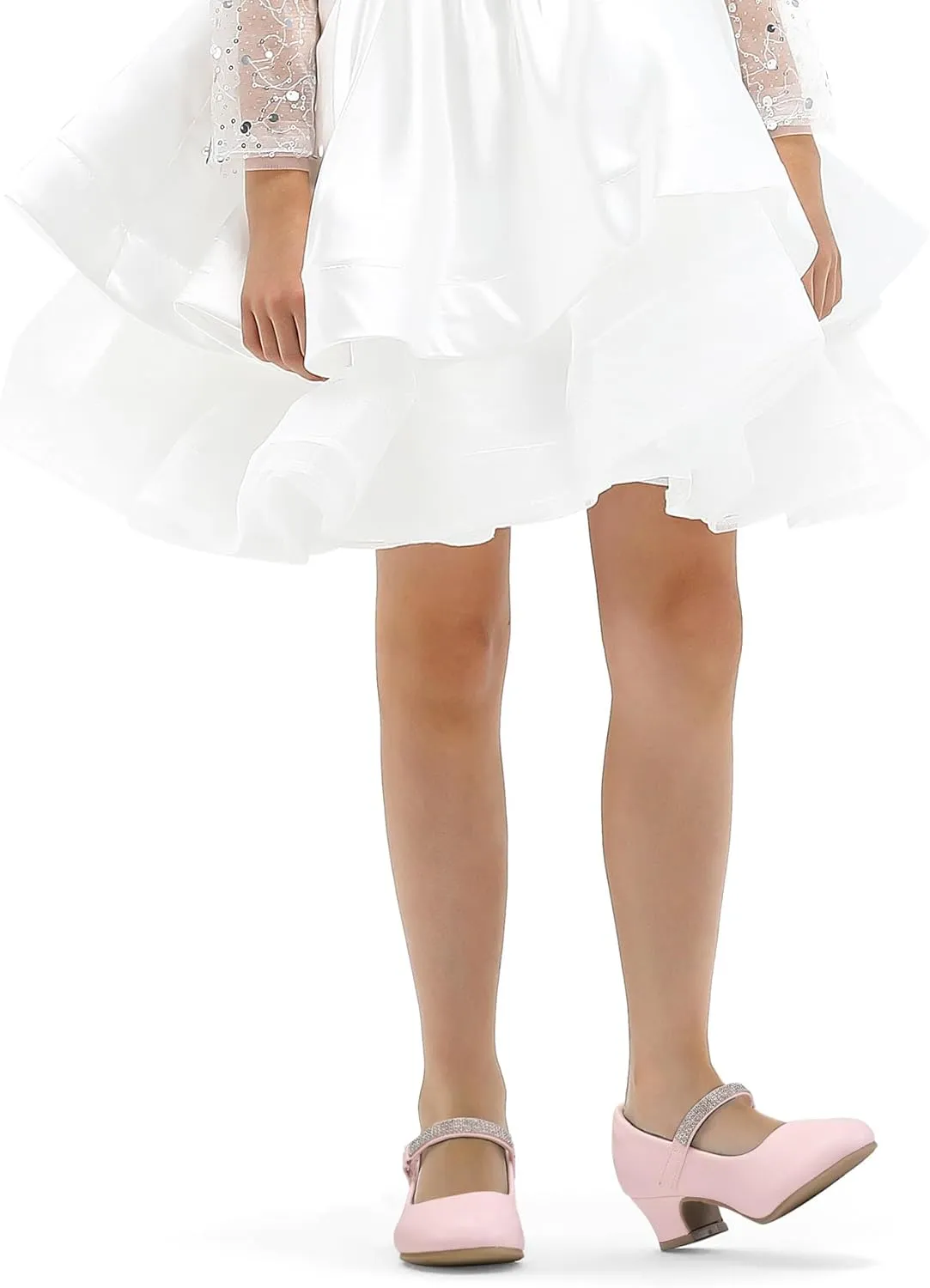 K KomForme Mary Jane Shoes with Low Heel Rhinestones Princess Flats Dress Pump Shoes for Little Kid/Big Kid
