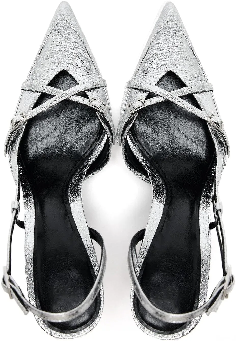 KaroNairy Kitten Heels for Women Pointed Toe Slingback Heels Closed Toe Wedding Dress Pumps with Buckles