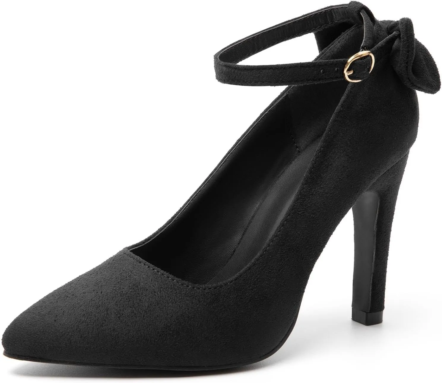 katliu Women's Pointed Toe High Heels Pumps Stiletto Ankle Strap Dress Pump Shoes with Bow Tie
