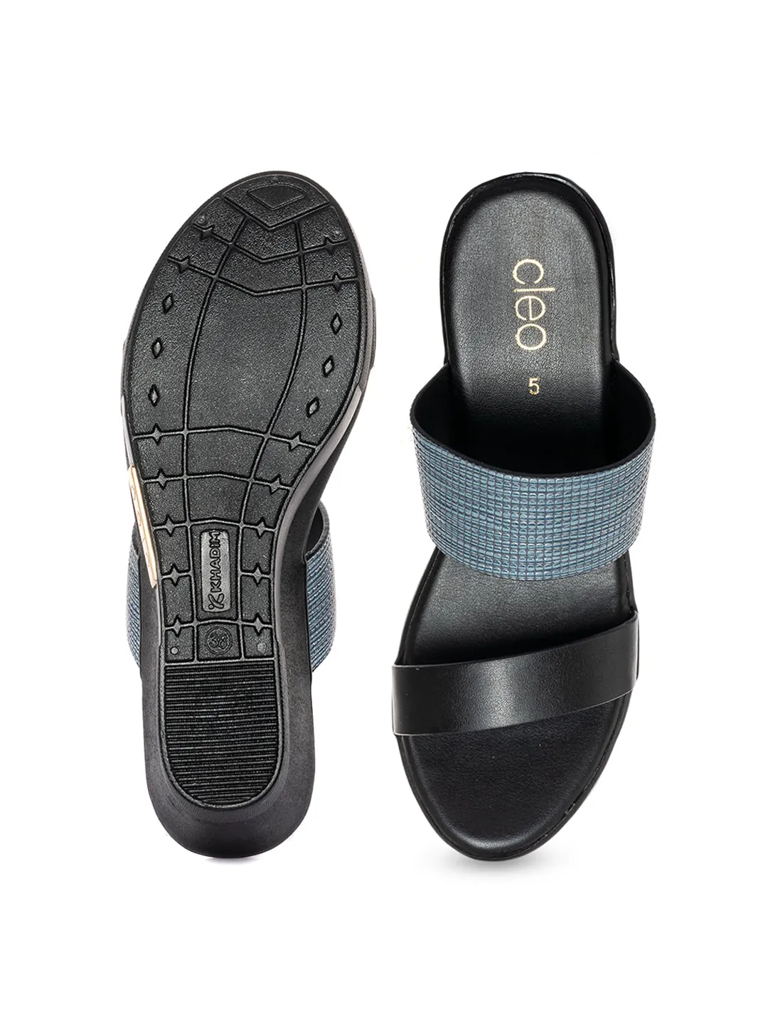 Khadim Cleo High Heel Wedge Mule Slip On Sandal for Women