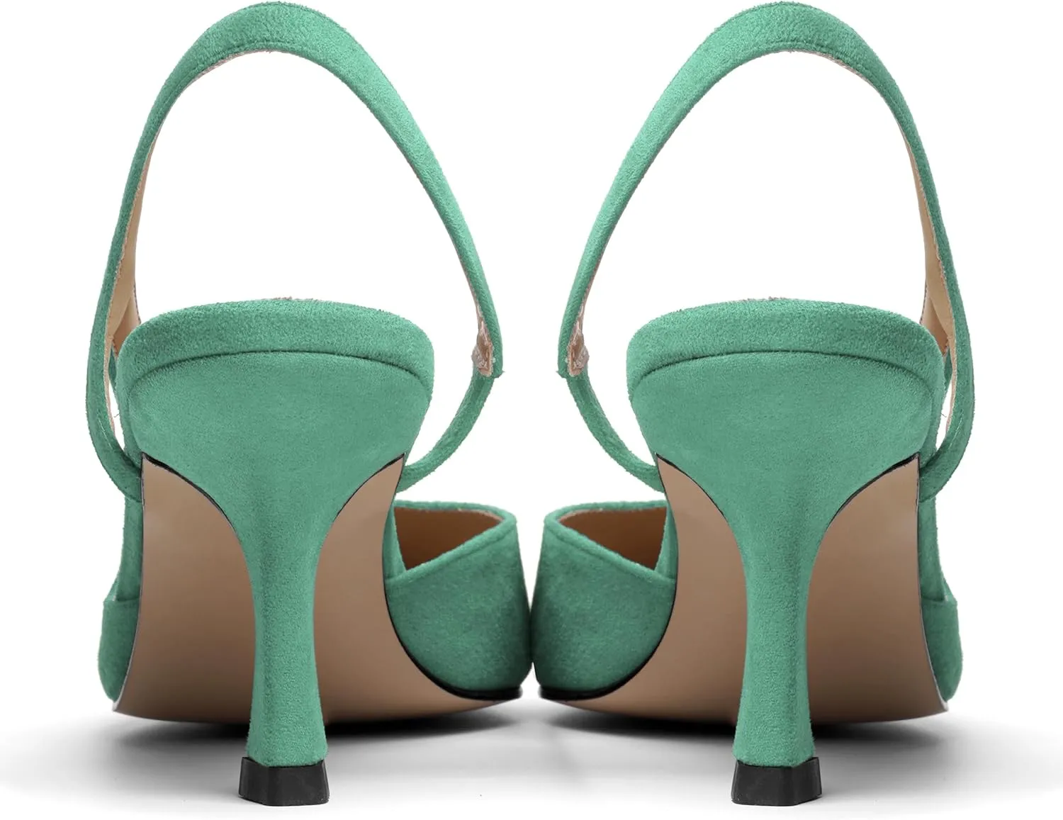 KUOARN Womens Suede Work Pointed Toe Dress Slingback Slip On Stiletto High Heel Pumps Shoes 2.7 Inch