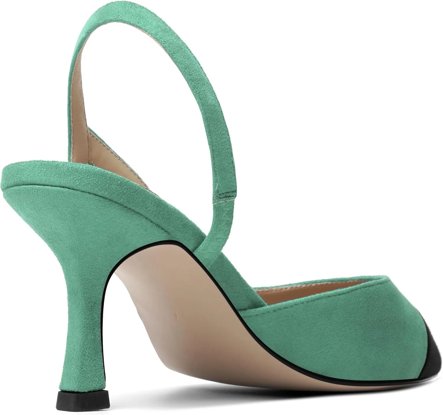 KUOARN Womens Suede Work Pointed Toe Dress Slingback Slip On Stiletto High Heel Pumps Shoes 2.7 Inch