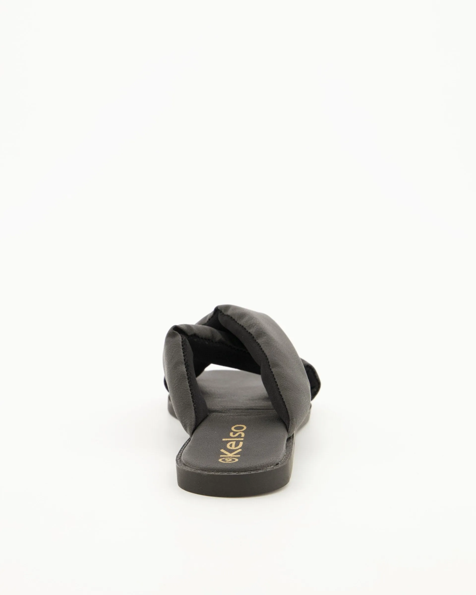 Ladies Cross Over Square Toe Mule - Black