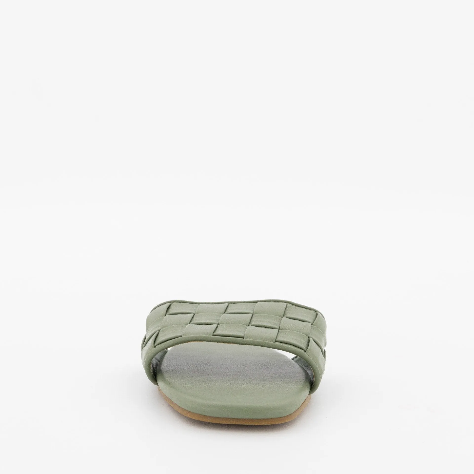 Ladies Weaved Square Toe Mule Sandal - Fatigue