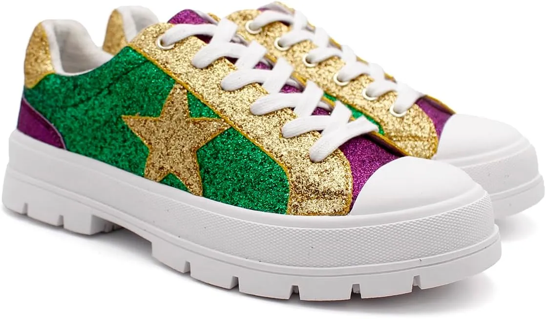 Laforst Mardi Gras Women's Glitter Nonslip Sneaker Shiny Sequin Shoes