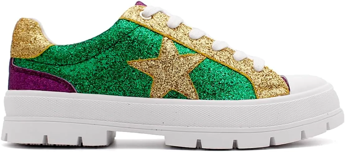 Laforst Mardi Gras Women's Glitter Nonslip Sneaker Shiny Sequin Shoes