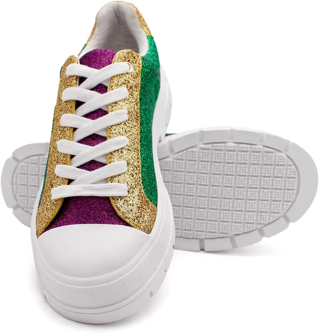 Laforst Mardi Gras Women's Glitter Nonslip Sneaker Shiny Sequin Shoes