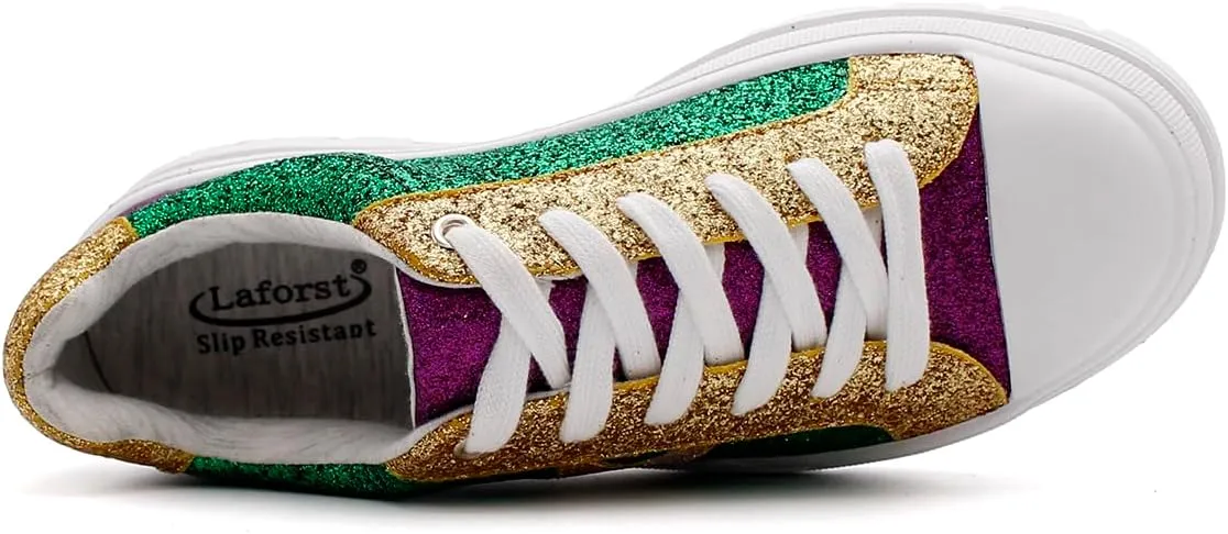 Laforst Mardi Gras Women's Glitter Nonslip Sneaker Shiny Sequin Shoes