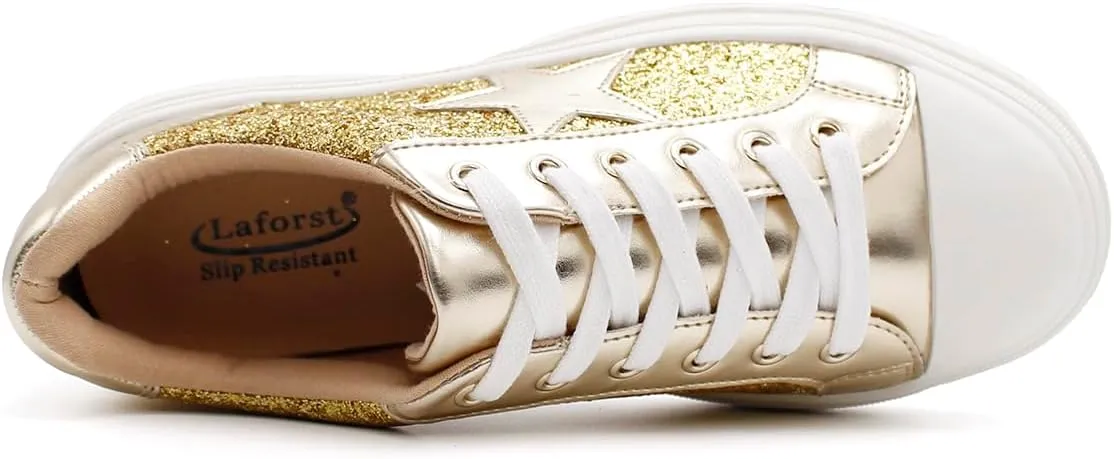 Laforst Mardi Gras Women's Glitter Nonslip Sneaker Shiny Sequin Shoes