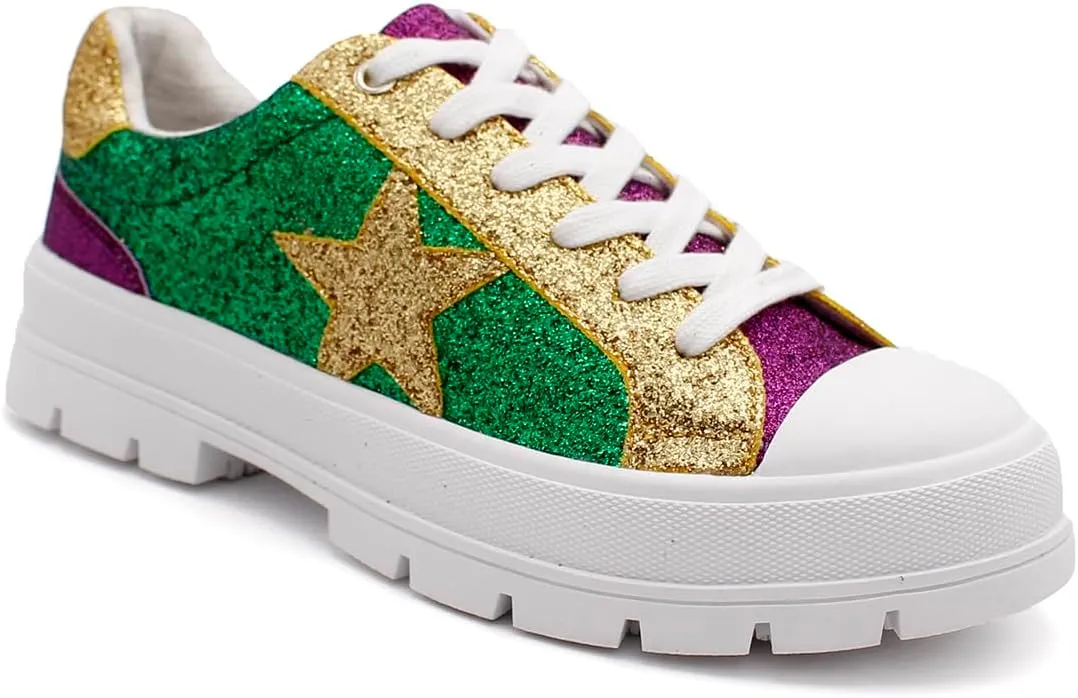Laforst Mardi Gras Women's Glitter Nonslip Sneaker Shiny Sequin Shoes