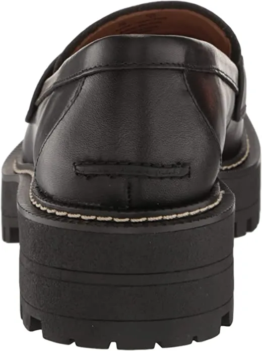 Leather On Chunky Heel Loafers Holiday special Toe Black Feature-rich Sam Leather Rounded Laurs Slip Edelman