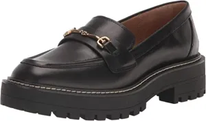 Leather On Chunky Heel Loafers Holiday special Toe Black Feature-rich Sam Leather Rounded Laurs Slip Edelman