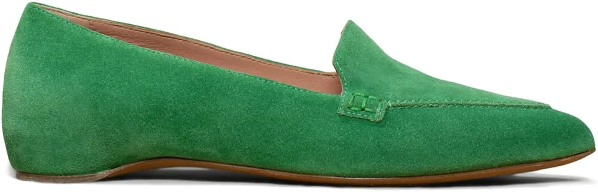 LEHOOR Women Casual Pointed Toe Loafer Flats Shoes Slip On Suede Penny Loafers Flat Heel Closed Pointy Toe Driver Coach Office Loafers Crocodile Snakeskin Flats Dressy Comfort Fall Retro 4-11 M US