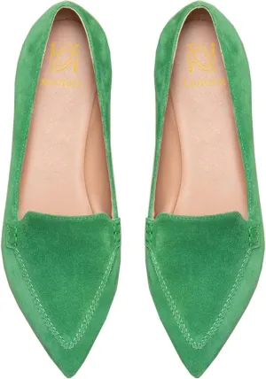 LEHOOR Women Casual Pointed Toe Loafer Flats Shoes Slip On Suede Penny Loafers Flat Heel Closed Pointy Toe Driver Coach Office Loafers Crocodile Snakeskin Flats Dressy Comfort Fall Retro 4-11 M US
