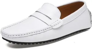 Loafer Shoes for Men Genuine Leather Stitching Details Penny Loafer Flat Heel Comfortable Flexible Driving Slip On for Any Attire
