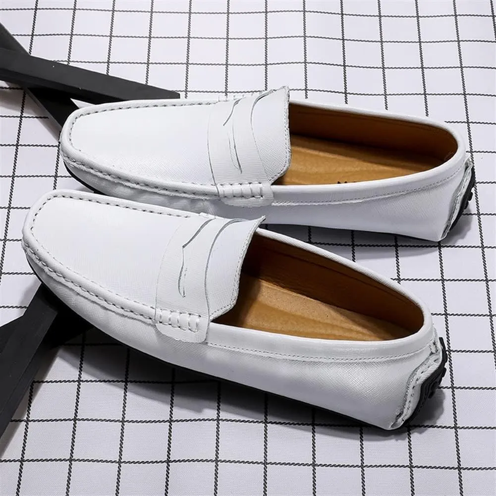 Loafer Shoes for Men Genuine Leather Stitching Details Penny Loafer Flat Heel Comfortable Flexible Driving Slip On for Any Attire