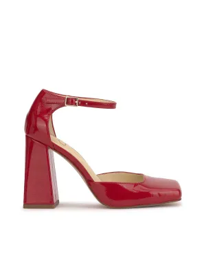 Lollah Block Heel Pump in Red Muse