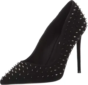 Madden International returns Stud Pumps Stiletto Steve High Pointed Vala-S Black Thanksgiving sale Dress Printed Toe