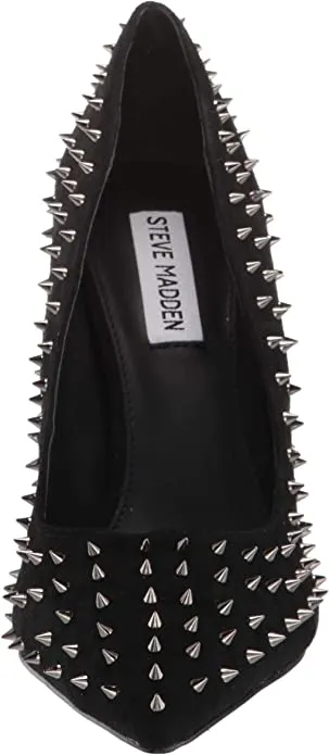 Madden International returns Stud Pumps Stiletto Steve High Pointed Vala-S Black Thanksgiving sale Dress Printed Toe
