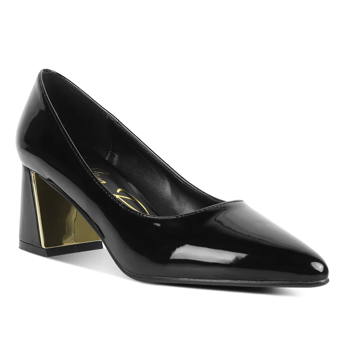 Metallic Accent Block Heel Pumps