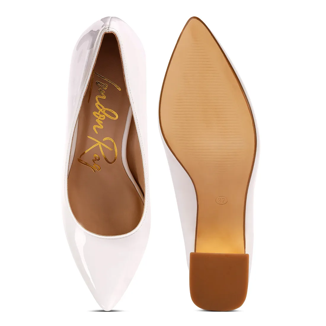 Metallic Accent Block Heel Pumps