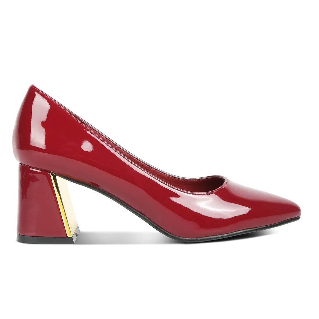 Metallic Accent Block Heel Pumps