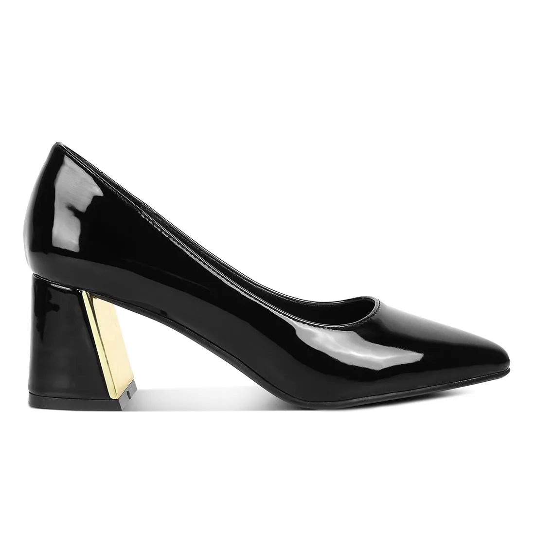 Metallic Accent Block Heel Pumps