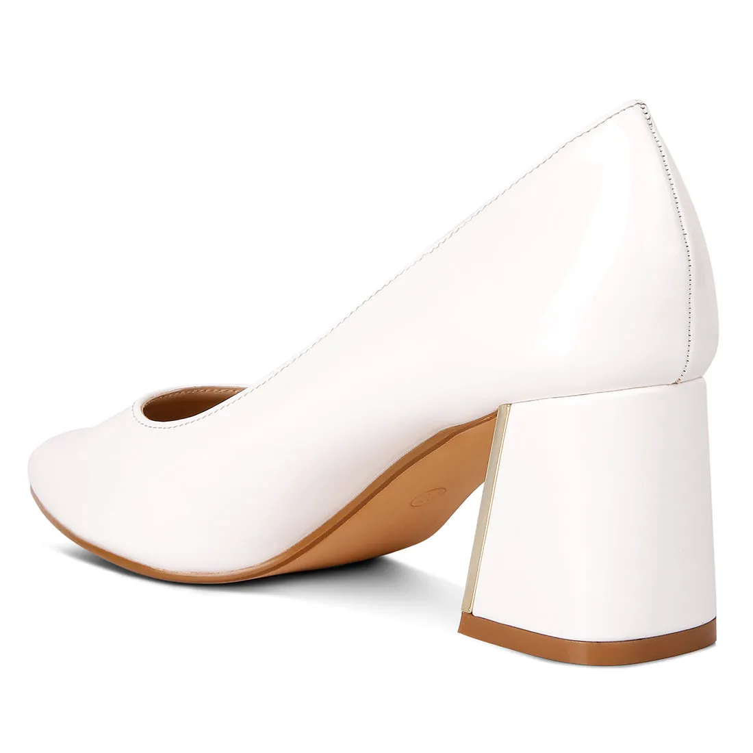 Metallic Accent Block Heel Pumps