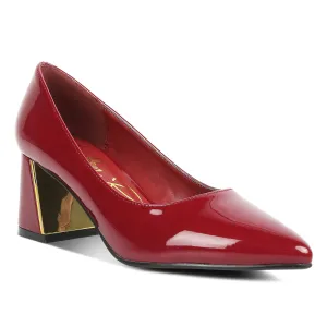 Metallic Accent Block Heel Pumps