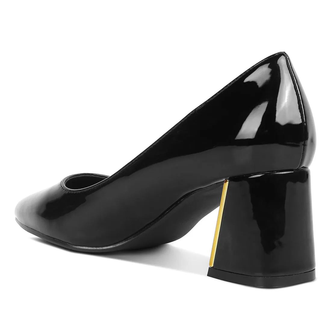 Metallic Accent Block Heel Pumps