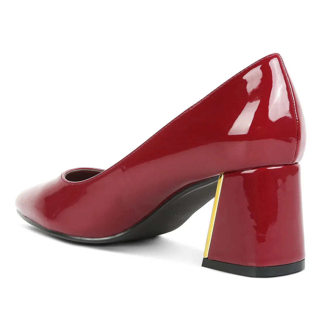 Metallic Accent Block Heel Pumps