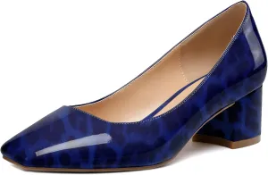 Mettesally Women's Block Heel Pumps Square Toe Middle Heels Comfort Walking Party Club Elegant Dress Shoes