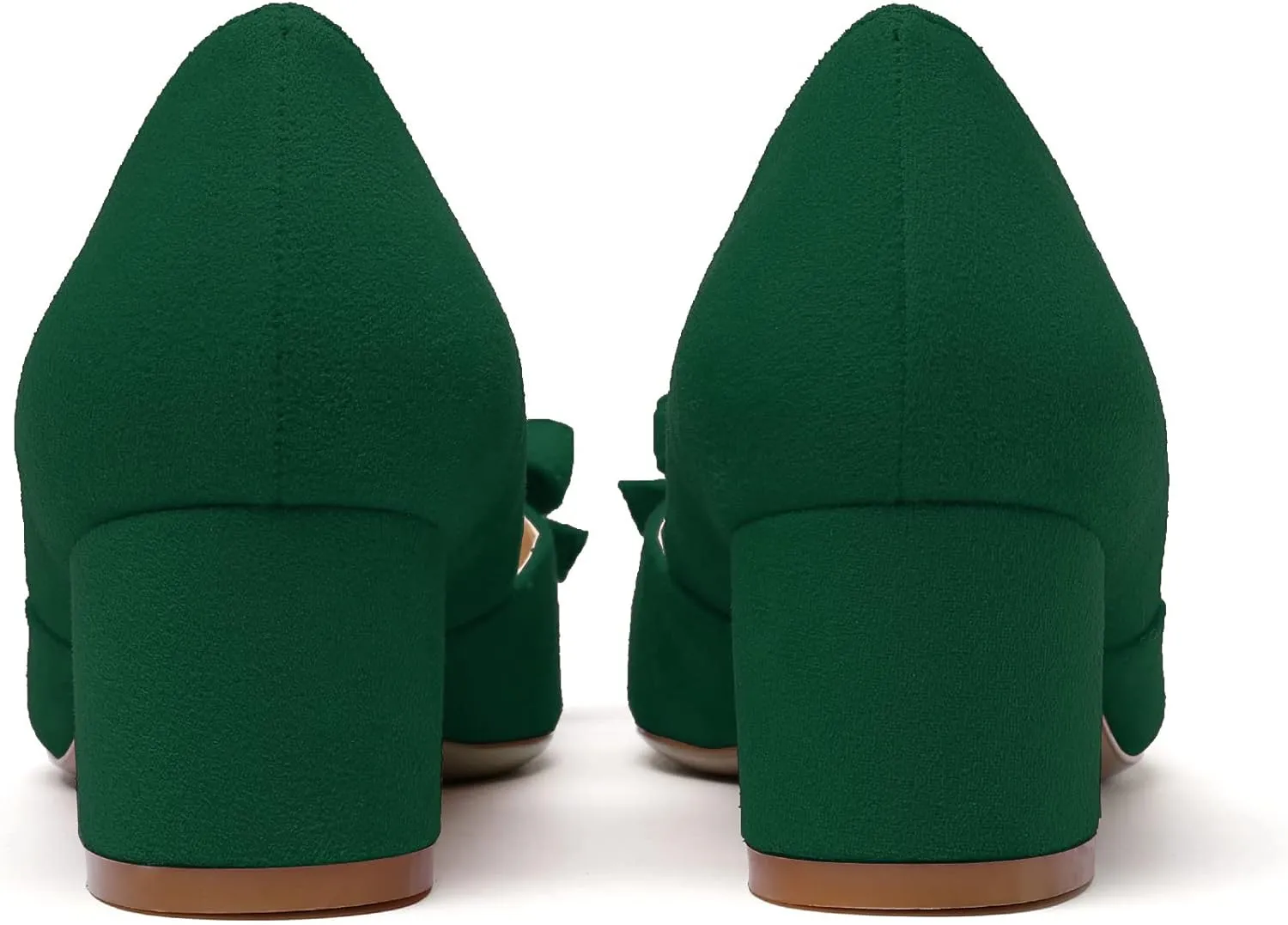 Mettesally Women’s Block Heel Pumps with Bow Knot Pointed Toe D’Orsay Chunky Heel Dress Party Shoes