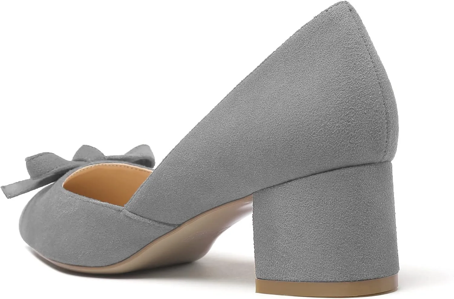 Mettesally Women’s Block Heel Pumps with Bow Knot Pointed Toe D’Orsay Chunky Heel Dress Party Shoes
