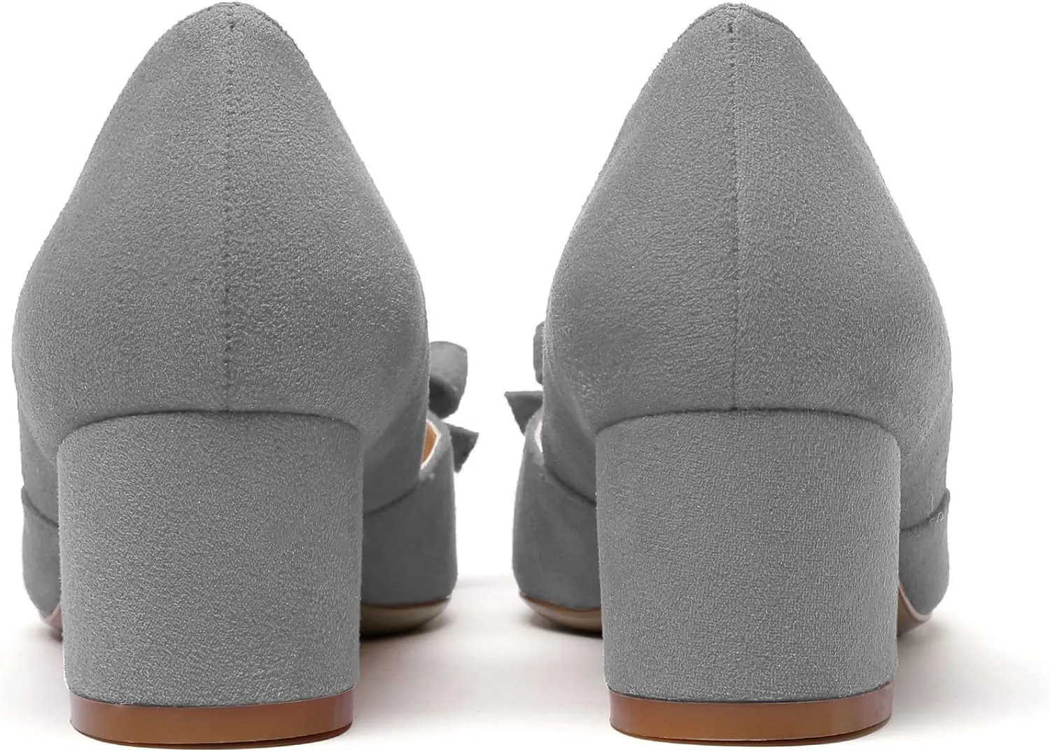 Mettesally Women’s Block Heel Pumps with Bow Knot Pointed Toe D’Orsay Chunky Heel Dress Party Shoes