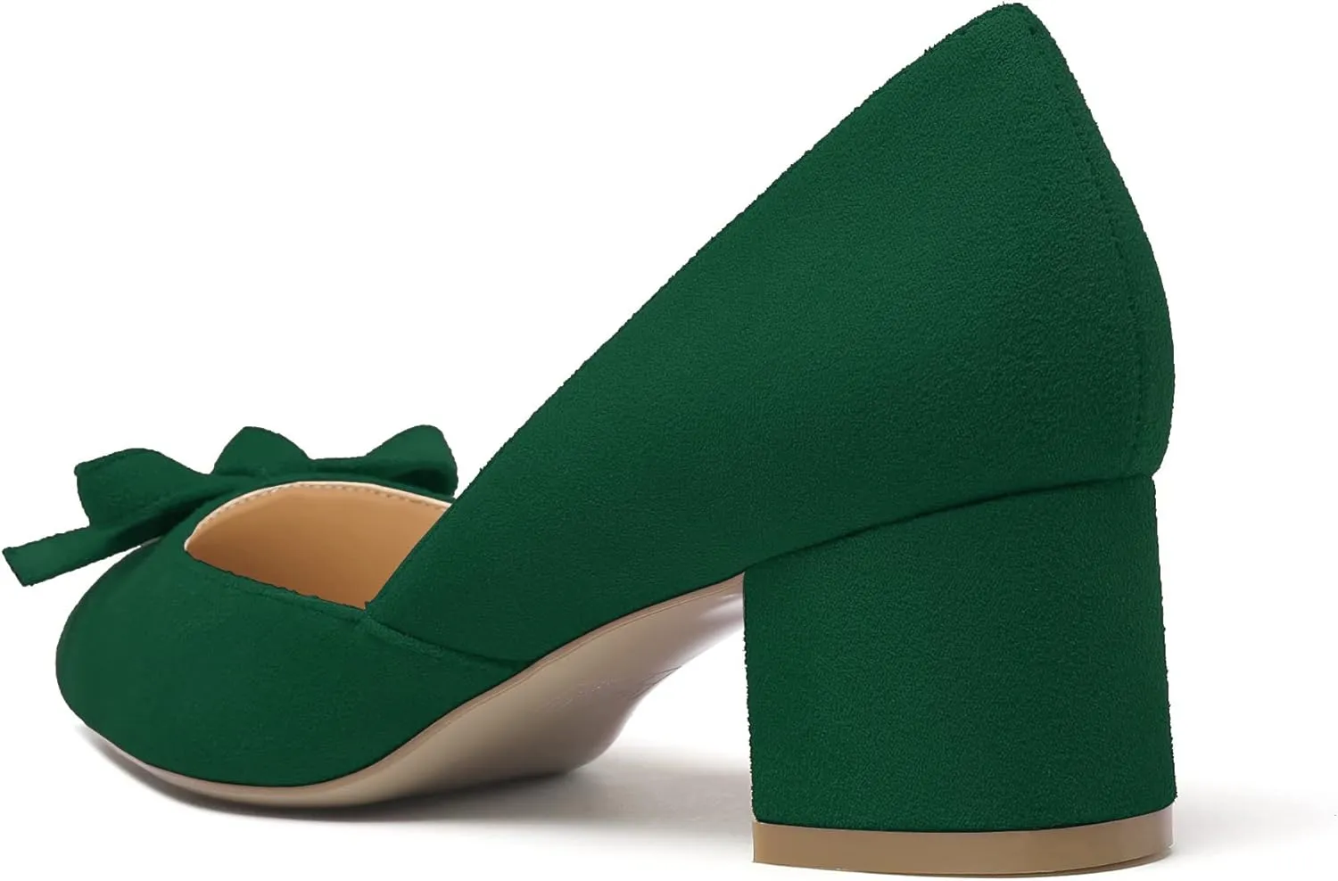 Mettesally Women’s Block Heel Pumps with Bow Knot Pointed Toe D’Orsay Chunky Heel Dress Party Shoes