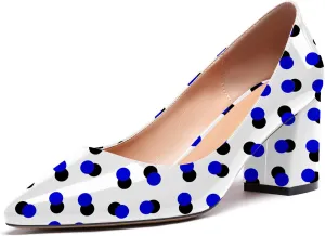 Mettesally Women's Block Heels Pointed Toe Middle Heel Pumps Comfort Walking Party Club Elegant Dress Shoes