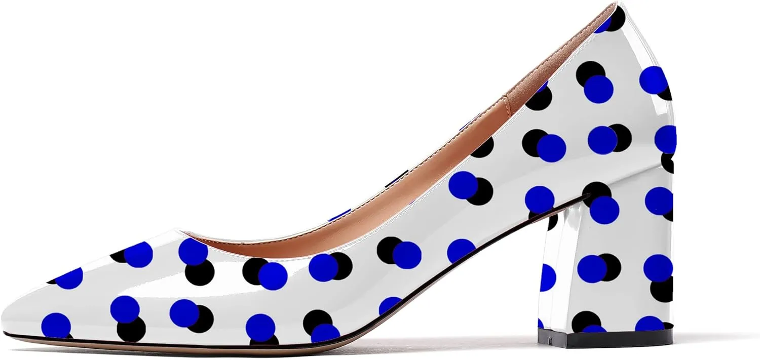 Mettesally Women's Block Heels Pointed Toe Middle Heel Pumps Comfort Walking Party Club Elegant Dress Shoes