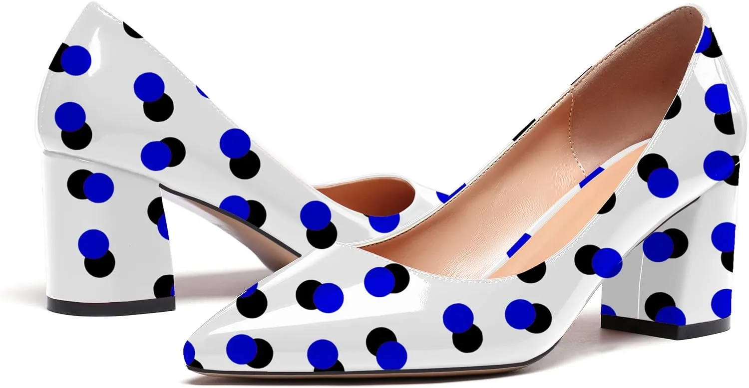 Mettesally Women's Block Heels Pointed Toe Middle Heel Pumps Comfort Walking Party Club Elegant Dress Shoes