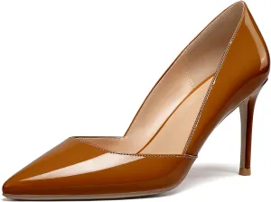 Mettesally Womens Elegant Pointy Toe High Heels Pumps D'Orsay Slip On Stilettos Heeled Party Dress Shoes