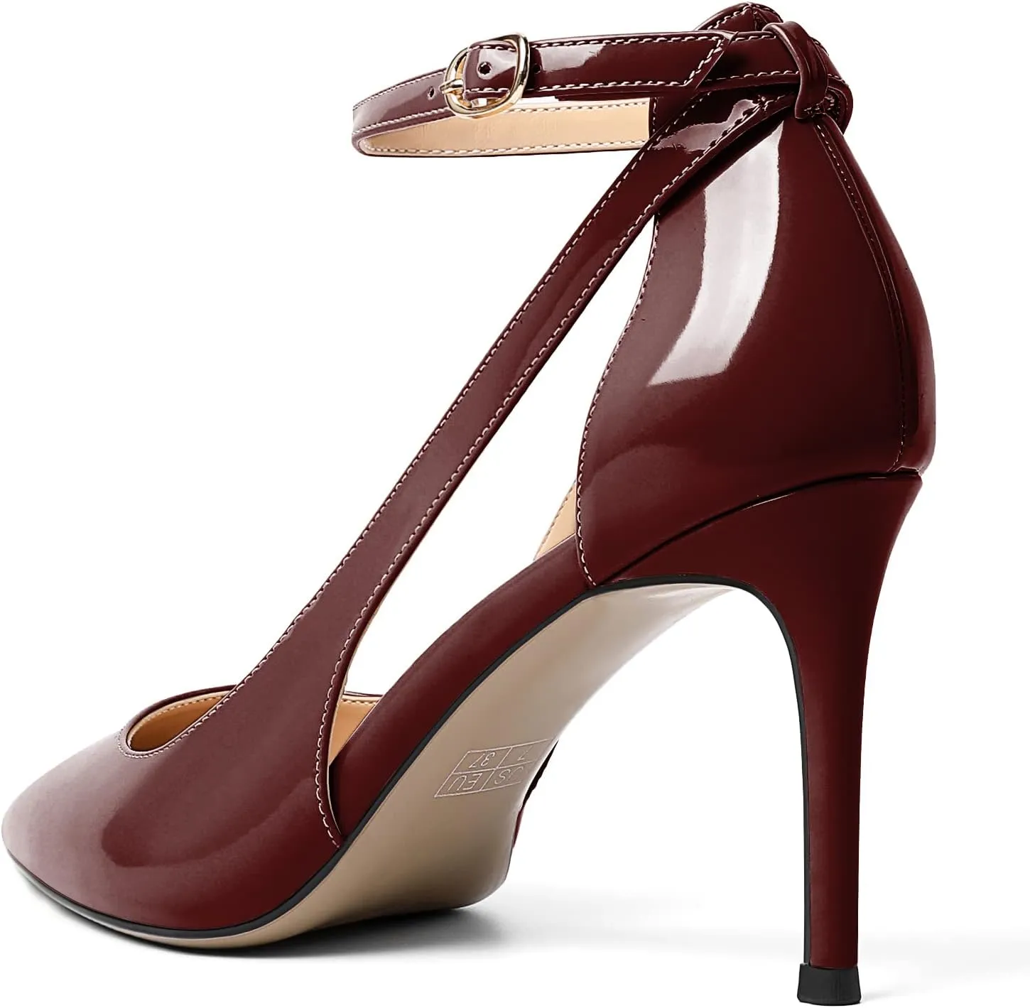 Mettesally Womens High Heels Pointed Toe Ankle Strap Pumps Closed Toe Stiletto Heels Slip On Wedding Party Pump Shoes