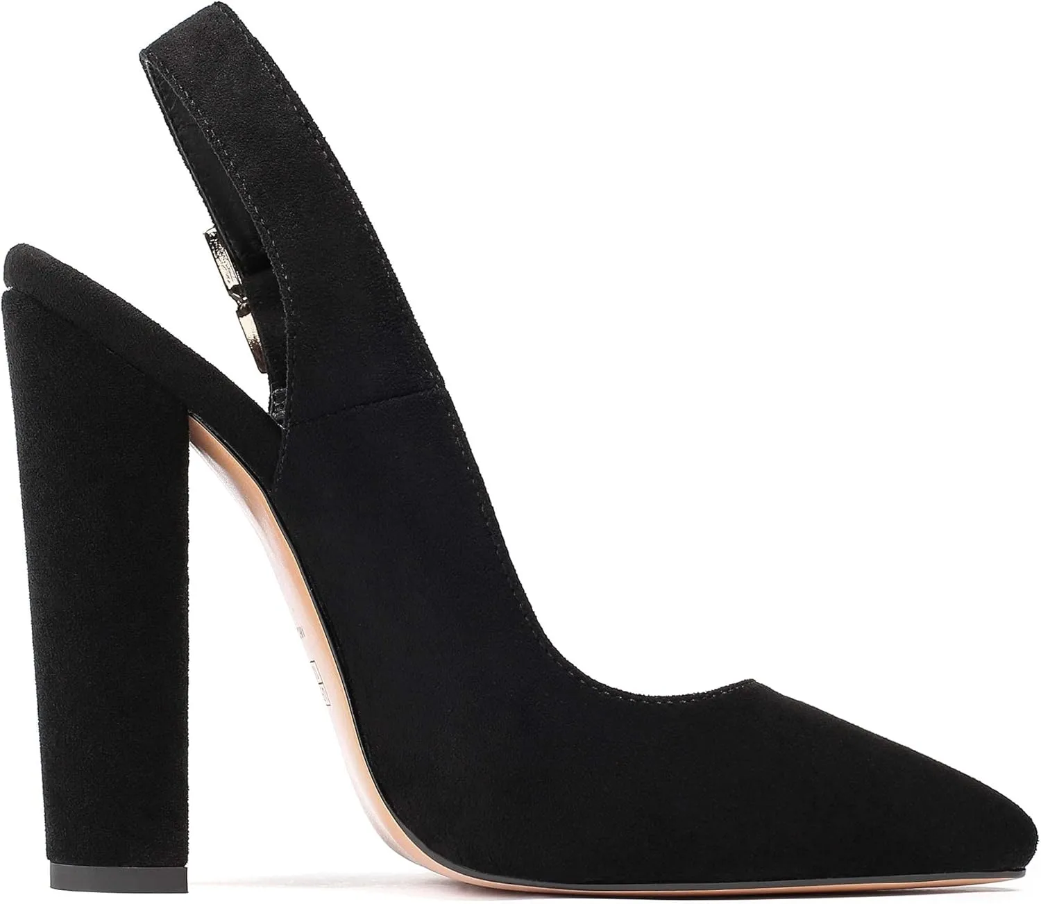 Mettesally Women's Slingback Chunky Block High Heels Pointed Toe Pumps Ankle Strap Party Office Heeled Shoes