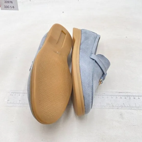 Milooey shoes Steel Blue Round Toe Loafers Comfort Slip On Moccasins Loafer
