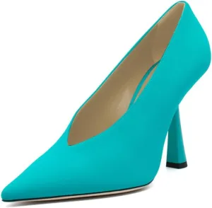 Milooey shoes Women Chic Pointed Toe Slip On Pump Sexy V Cut Stiletto High Heels Party Prom Dress Shoes Size 4-16 Us