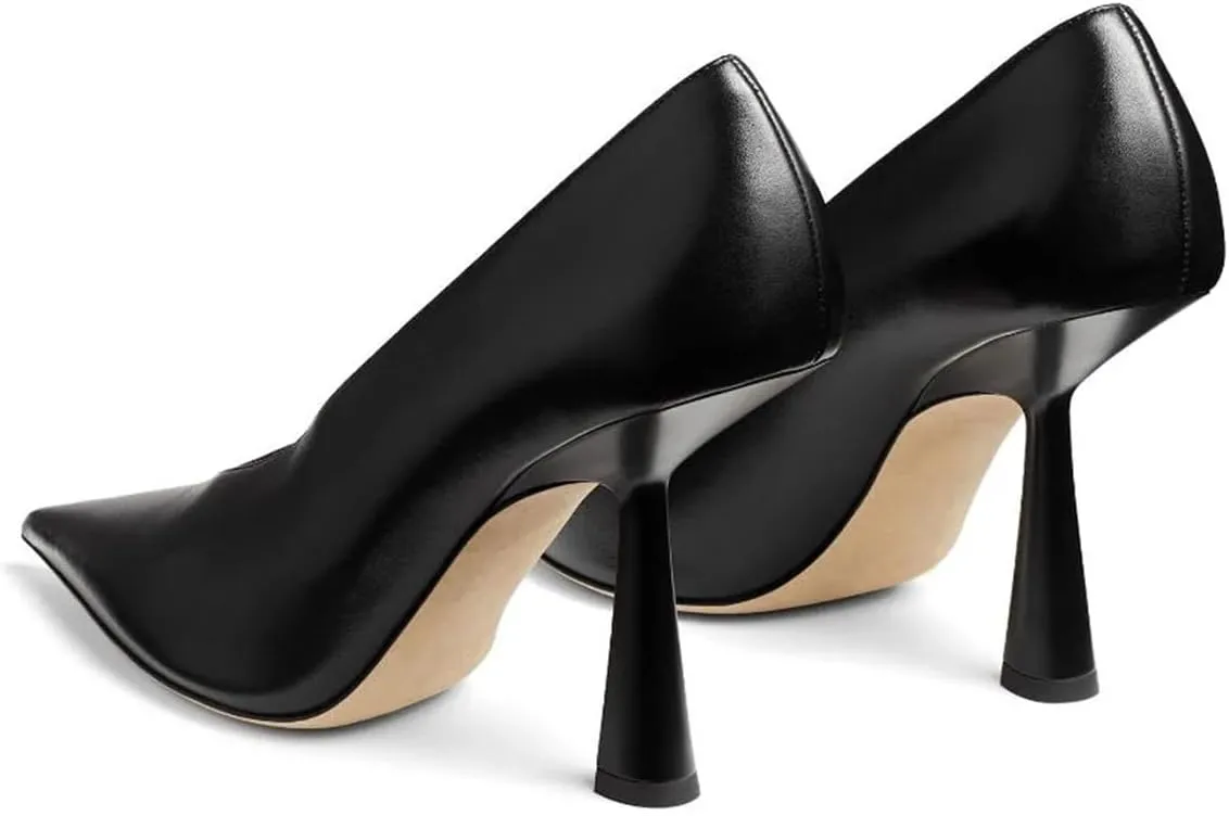 Milooey shoes Women Chic Pointed Toe Slip On Pump Sexy V Cut Stiletto High Heels Party Prom Dress Shoes Size 4-16 Us