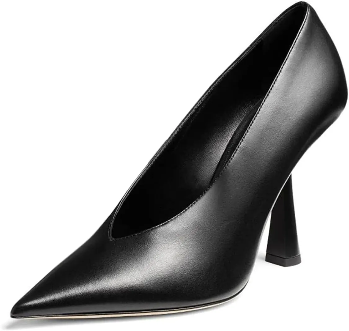 Milooey shoes Women Chic Pointed Toe Slip On Pump Sexy V Cut Stiletto High Heels Party Prom Dress Shoes Size 4-16 Us